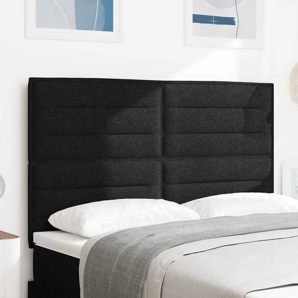 vidaXL Cabeceira LED com luzes de tira LED Preto 144 cm Poliéster