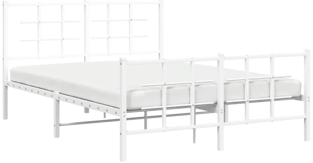 Estrutura de cama com cabeceira e pés 135x190 cm metal branco
