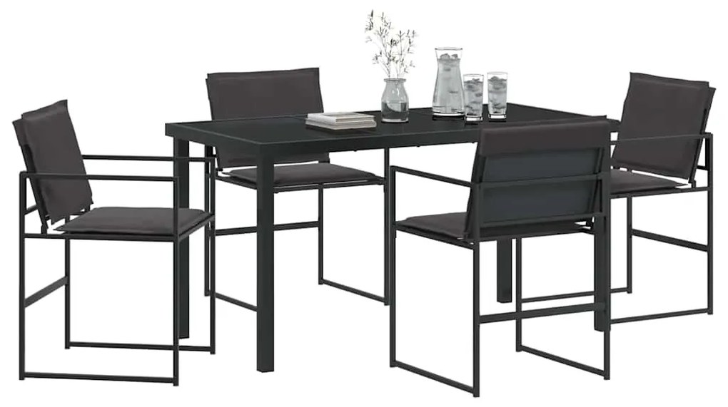 Conjunto de Jantar de Jardim de 5 Peças com Almofadas de Textileno Pre