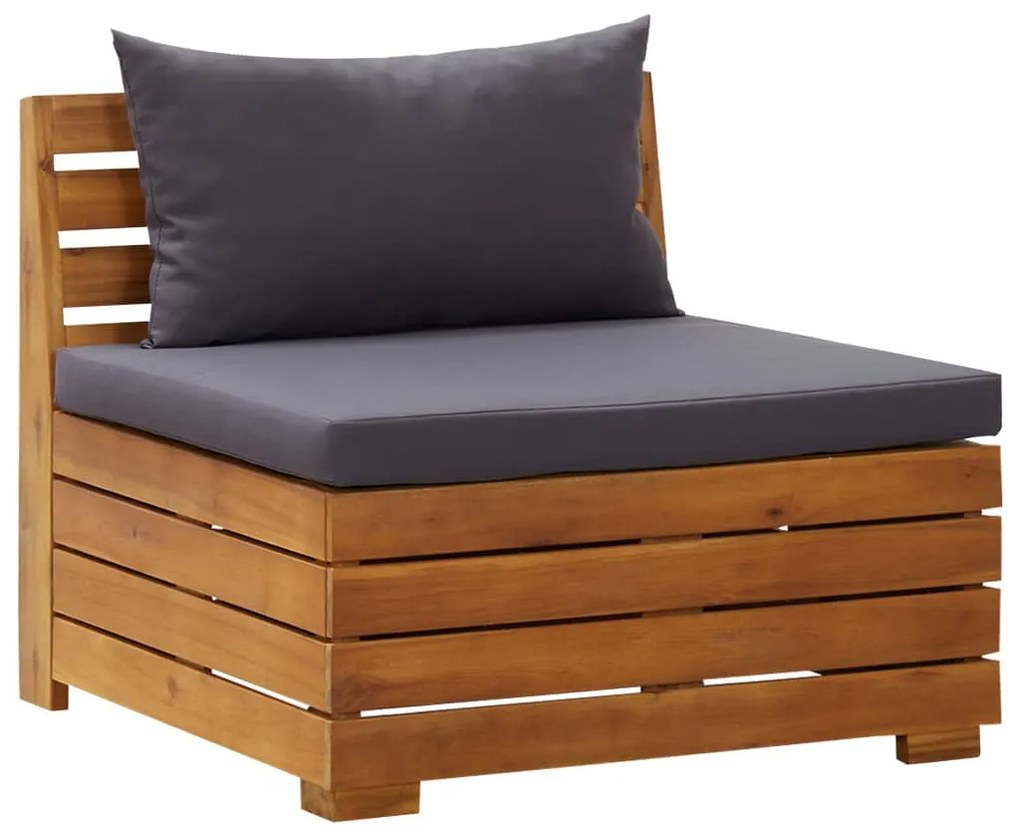 8 pcs conjunto lounge jardim c/ almofadões acácia cinza-escuro
