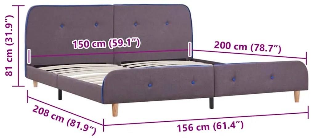 Estrutura de cama sem colchão 150x200 cm tecido