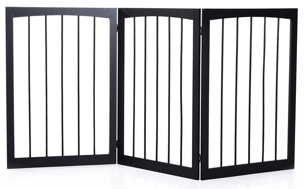 PawHut Barreira de Segurança Dobrável de 3 Painéis Portátil para Animais de Estimação 160x76 cm para Portas Escadas Corredores Marrom escuro