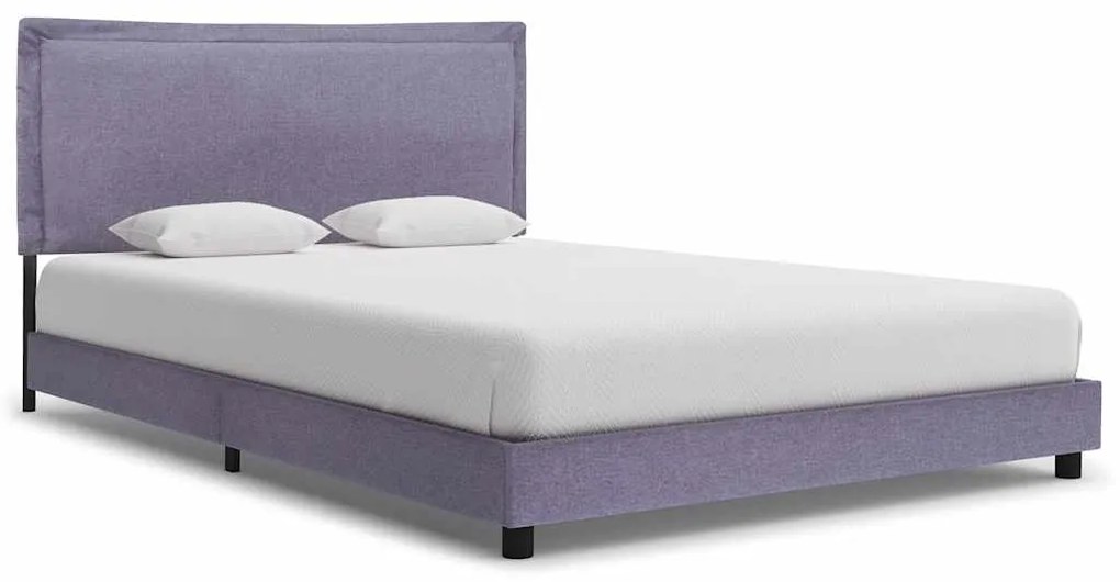 Estrutura de cama sem colchão 135x190 cm tecido cinzento-claro