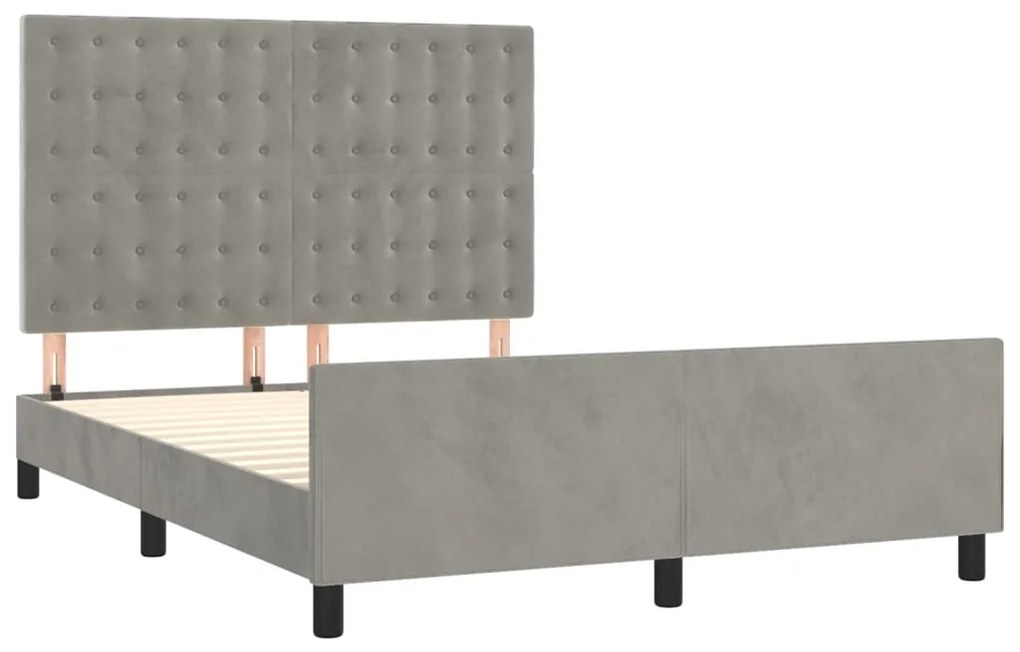 Estrutura de cama sem colchão 140x200 cm veludo cinzento-claro