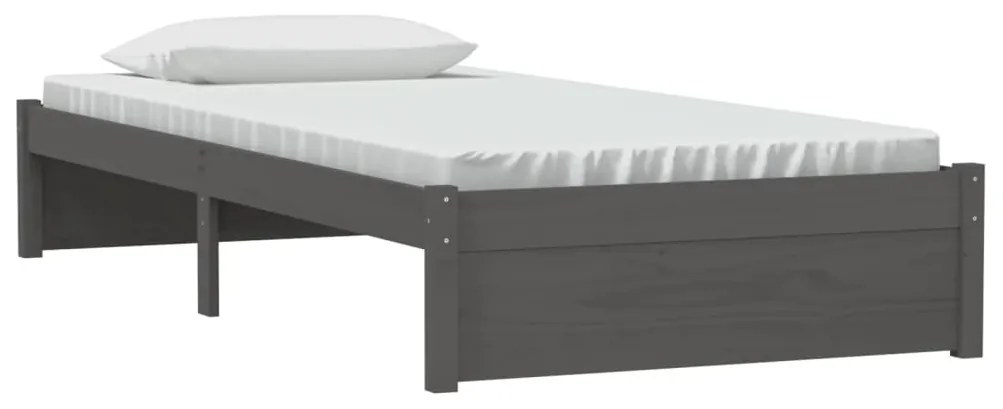 Estrutura de cama 90x200 cm madeira maciça cinzento