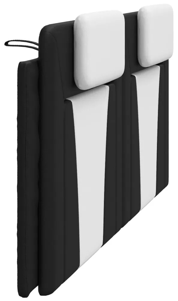 Almofadão de cabeceira 200 cm couro artificial preto e branco