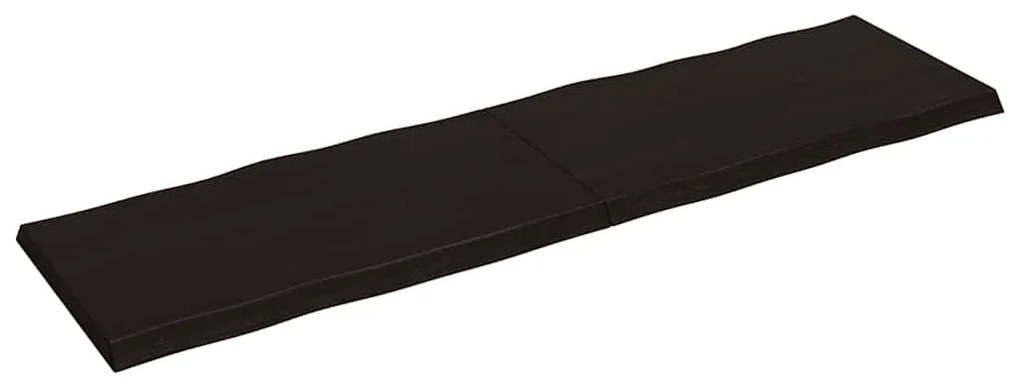 Tampo de mesa com bordas vivas maciço tratado castanho-escuro