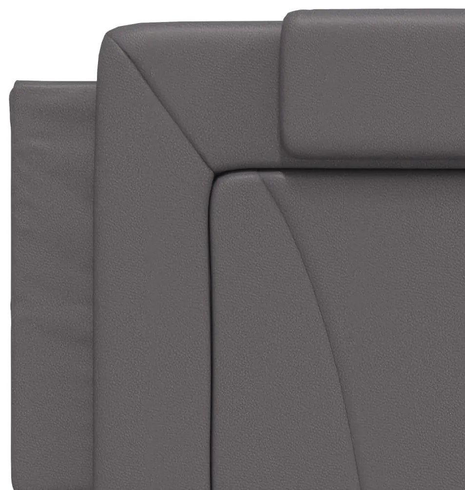 Cama com colchão 160x200 cm couro artificial cinzento