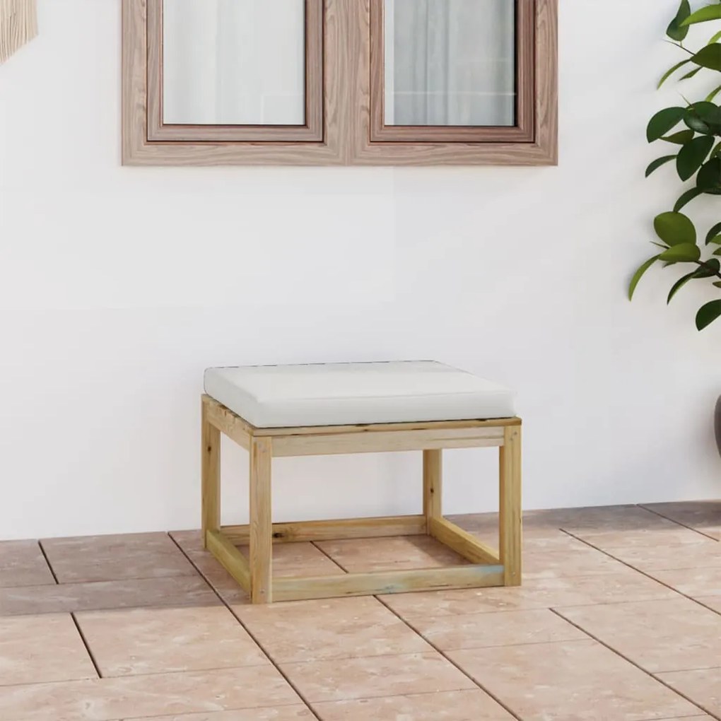 vidaXL Apoio de pés para jardim c/ almofadão pinho impregnado verde