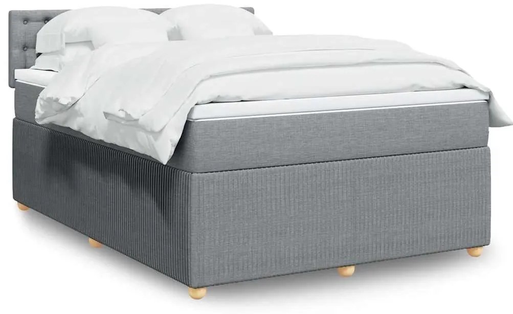 vidaXL Cama com molas/colchão 140x200 cm tecido cinzento-claro