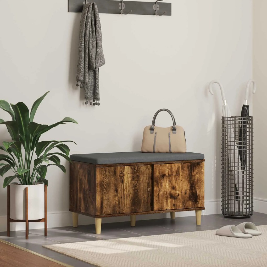 vidaXL Banco de Hall com almofada Carvalho Defumado 80 x 38 x 46 cm
