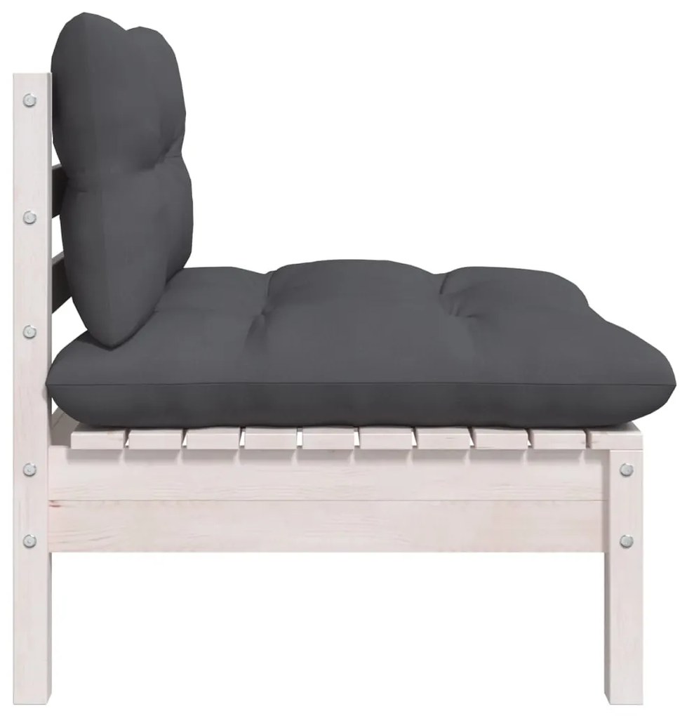 5 pcs conjunto lounge de jardim c/ almofadões pinho maciço