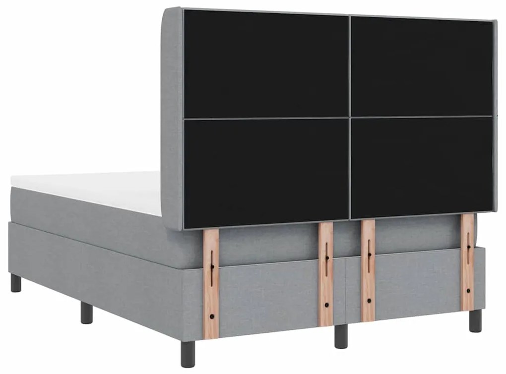 Cama Box com Colchão Cinza Claro, 140x190 cm, Tecido