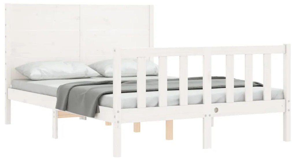 Cama sem colchão 140x200 cm madeira de pinho maciça branco