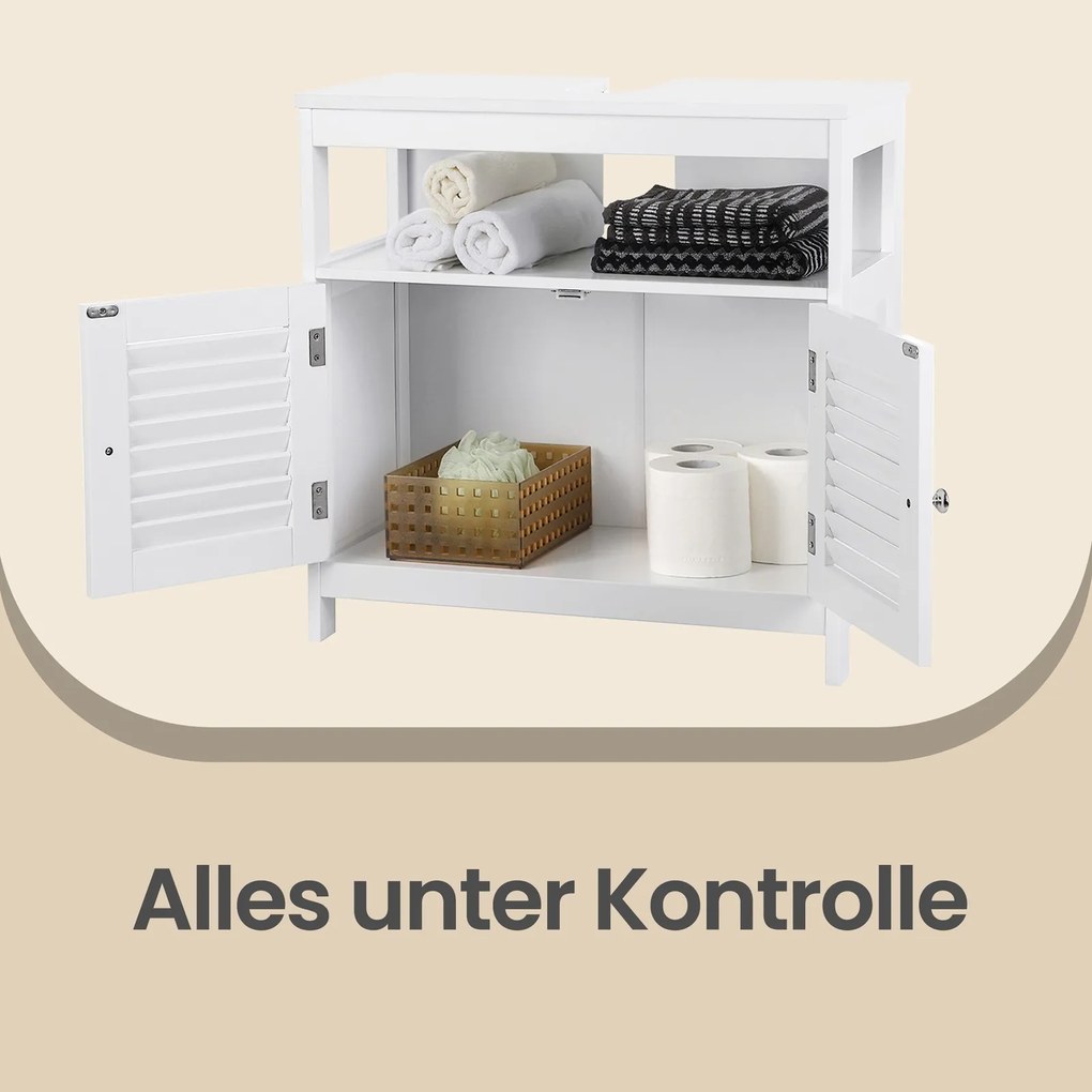 Armário de casa de banho para lavatório (NÃO INCLUIDO) com 2 portas de lâminas 30 x 60 x 60 cm Branco