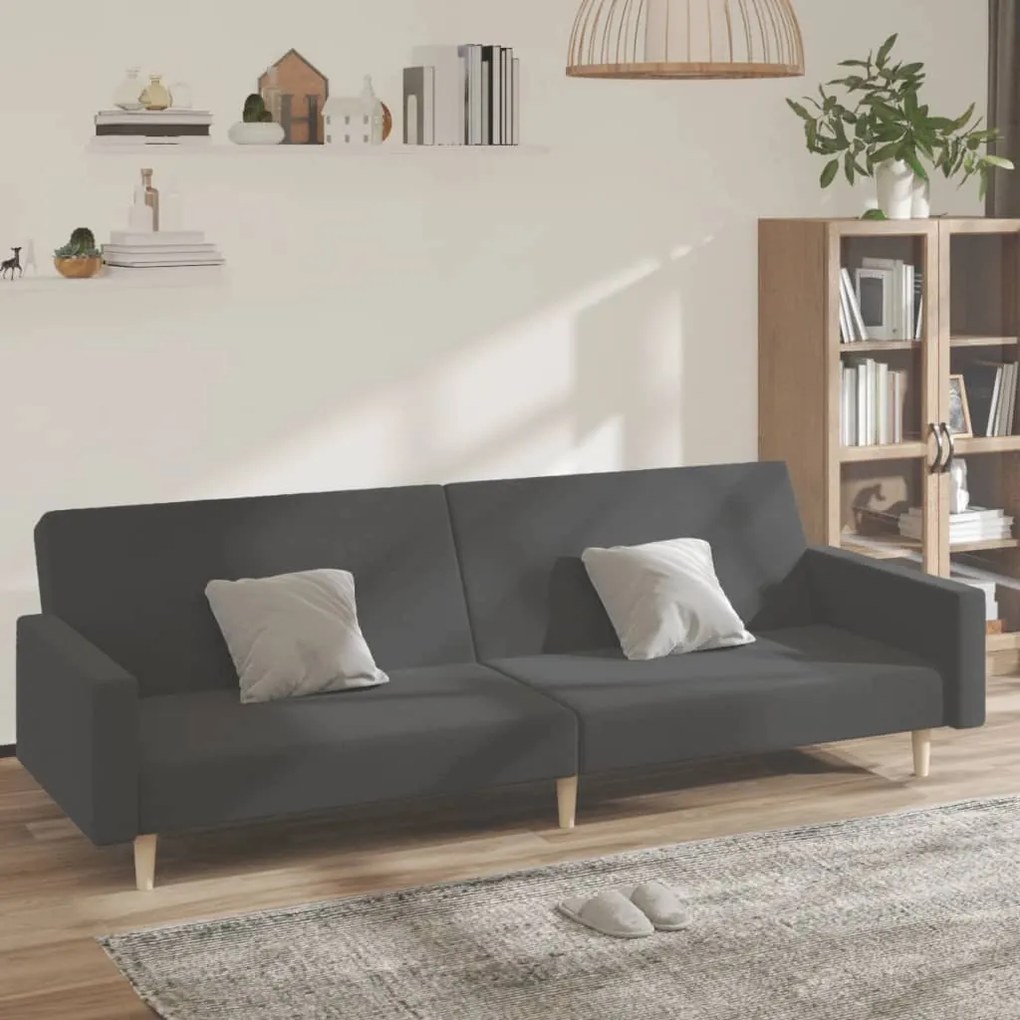vidaXL Sofá-cama de 2 lugares tecido cinzento-escuro
