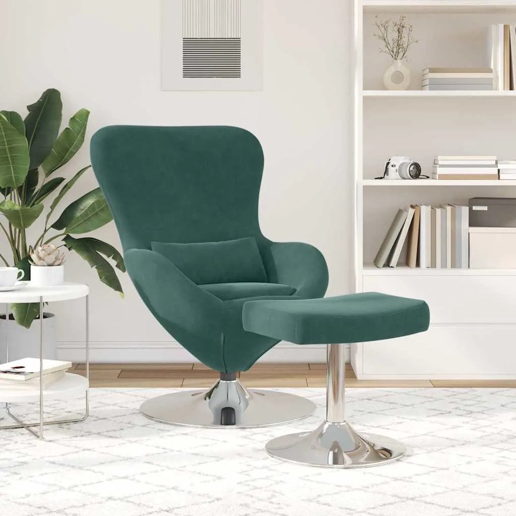 Cadeira Ovo 2 pcs Verde-escuro Médio Tecido