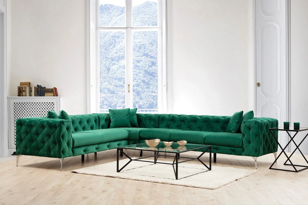 Sofá de Canto Como – Verde – 310 cm x 70 cm x 270 cm