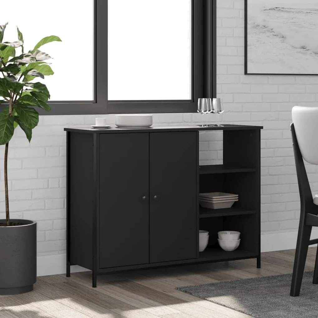 835549 vidaXL Aparador 100x33x75 cm derivados de madeira preto