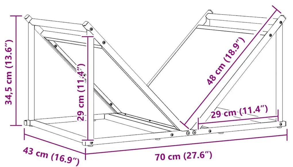 Suporte para lenha 70x43x34,5 cm aço laminado a frio branco