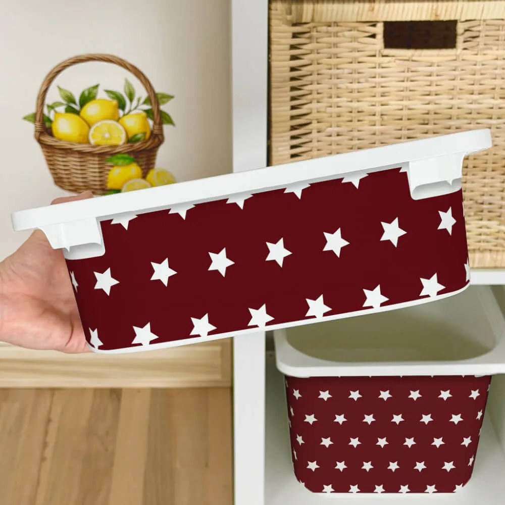 Autocolante para caixa IKEA TROFAST - Estrelas brancas (vermelho)