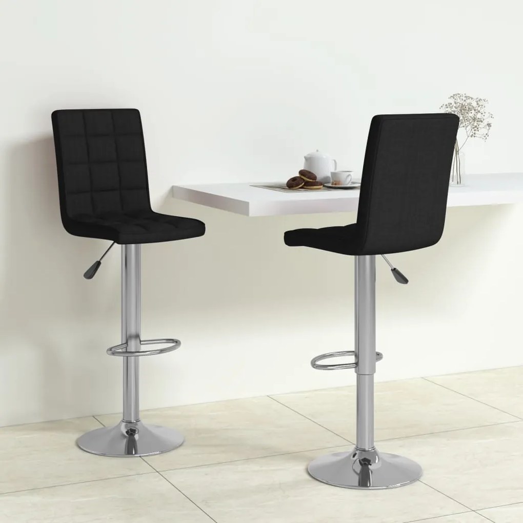 vidaXL Bancos de bar 2 pcs tecido preto