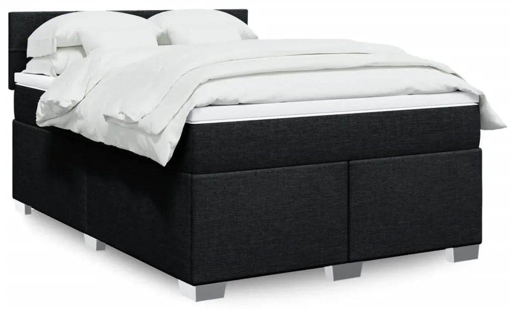 vidaXL Cama com molas/colchão 140x190 cm tecido preto