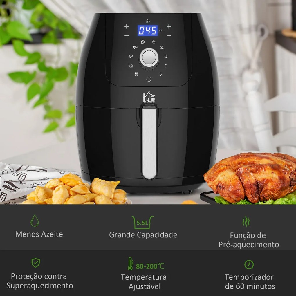 Fritadeira a Vapor de 5,5L - Design Moderno