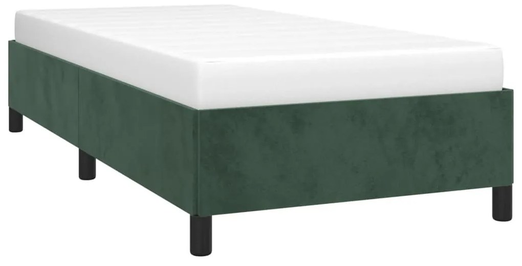 Estrutura de cama sem colchão 90x200 cm veludo verde-escuro