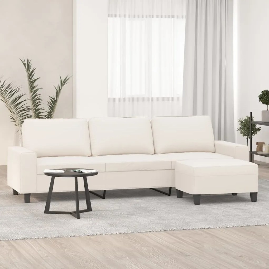 vidaXL Sofá de 3 lugares c/ apoio de pés 210 cm tecido microfibra bege