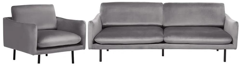 Conjunto de sofás em veludo cinzento VINTERBRO Beliani