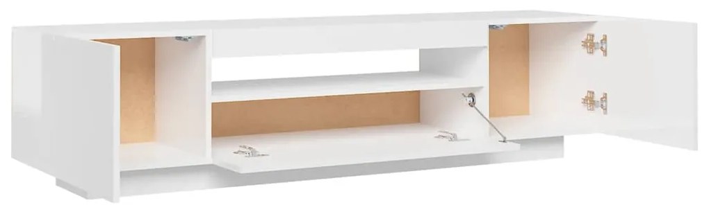 Móvel de TV com luzes LED 160x35x40 cm branco brilhante