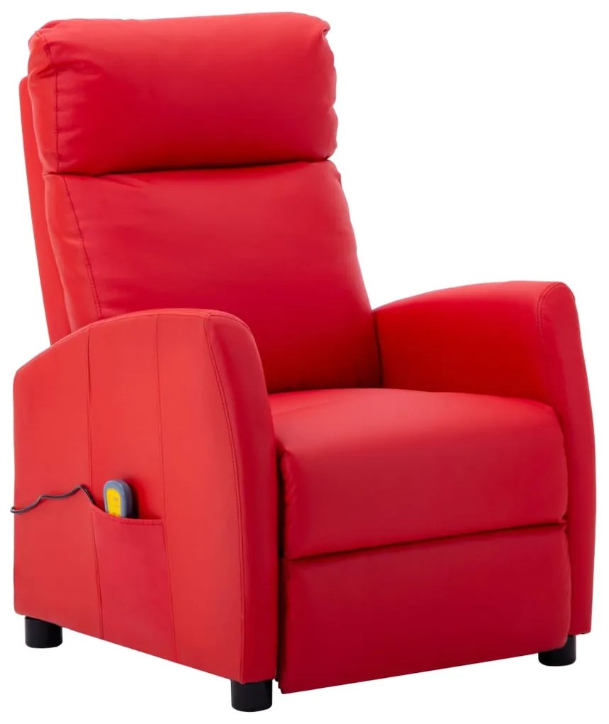 289728 vidaXL Poltrona de massagens reclinável couro artificial vermelho