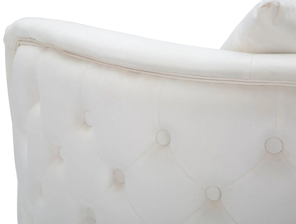 Poltrona "Bucarest" – Poltrona Estofada Creme com Pernas Douradas e Al