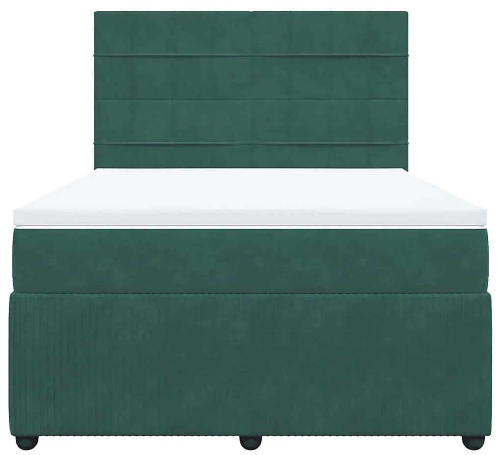 Cama com molas/colchão 160x200 cm veludo verde-escuro