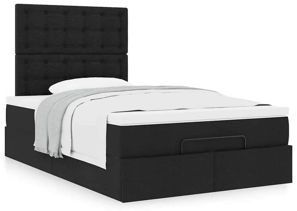 Estrutura de cama otomana com colchão preto 120x190 cm tecido