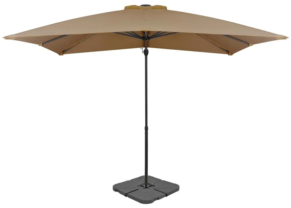 vidaXL Guarda-sol de jardim com base portátil cinzento-acastanhado
