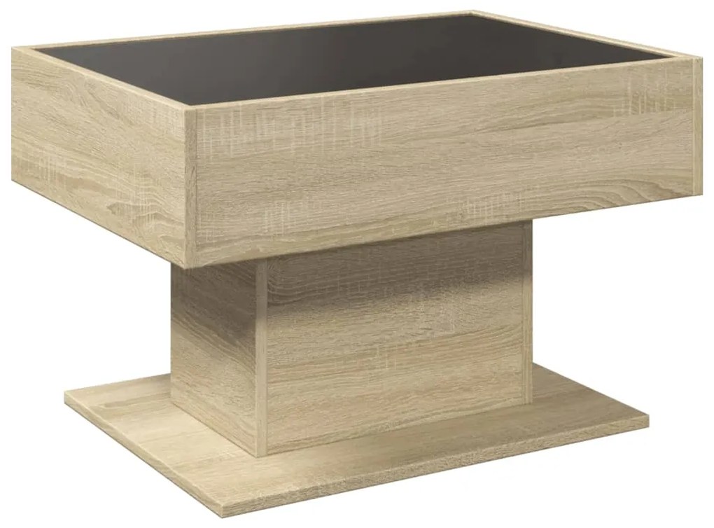 Mesa de centro c/ LEDs 70x50x45 cm derivados de madeira