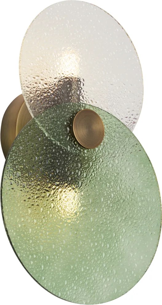 Candeeiro de Parede Art Deco Bronze Escuro com Vidro Verde e Transparente 2 Luzes - Text
