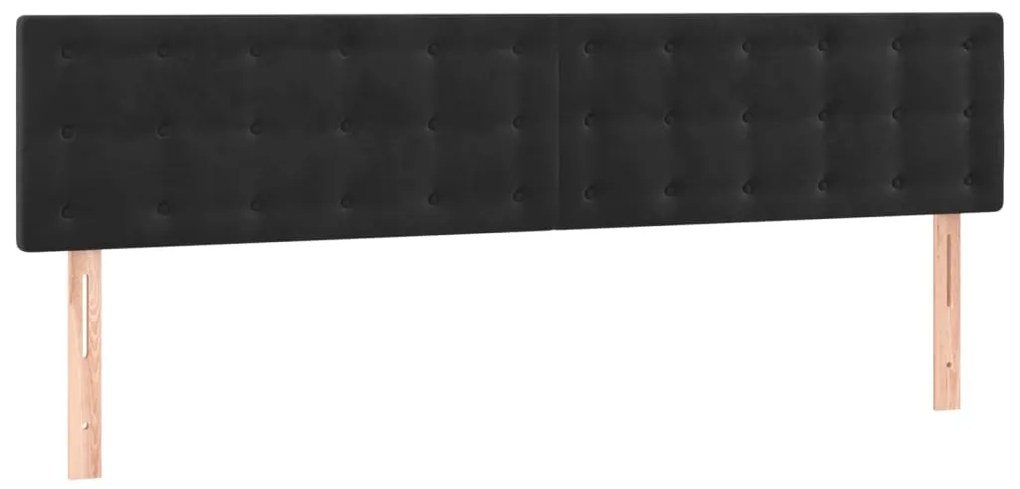 Cabeceira de cama c/ luzes LED veludo 180x5x78/88 cm preto