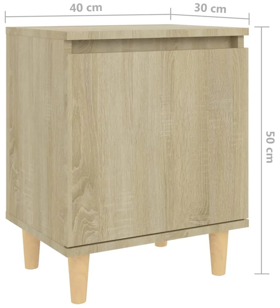 Mesa cabeceira pernas de madeira 40x30x50 cm carvalho sonoma