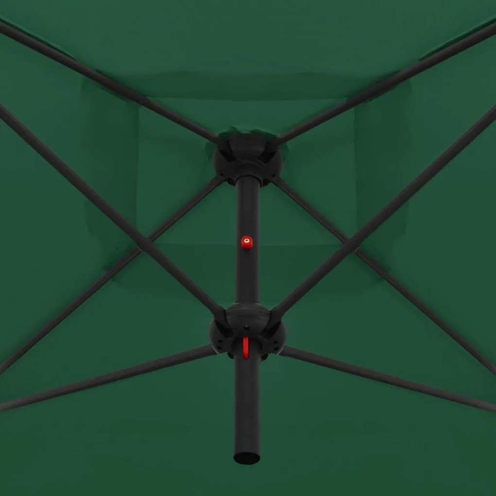 Guarda-sol duplo com mastro de aço 250x250 cm verde