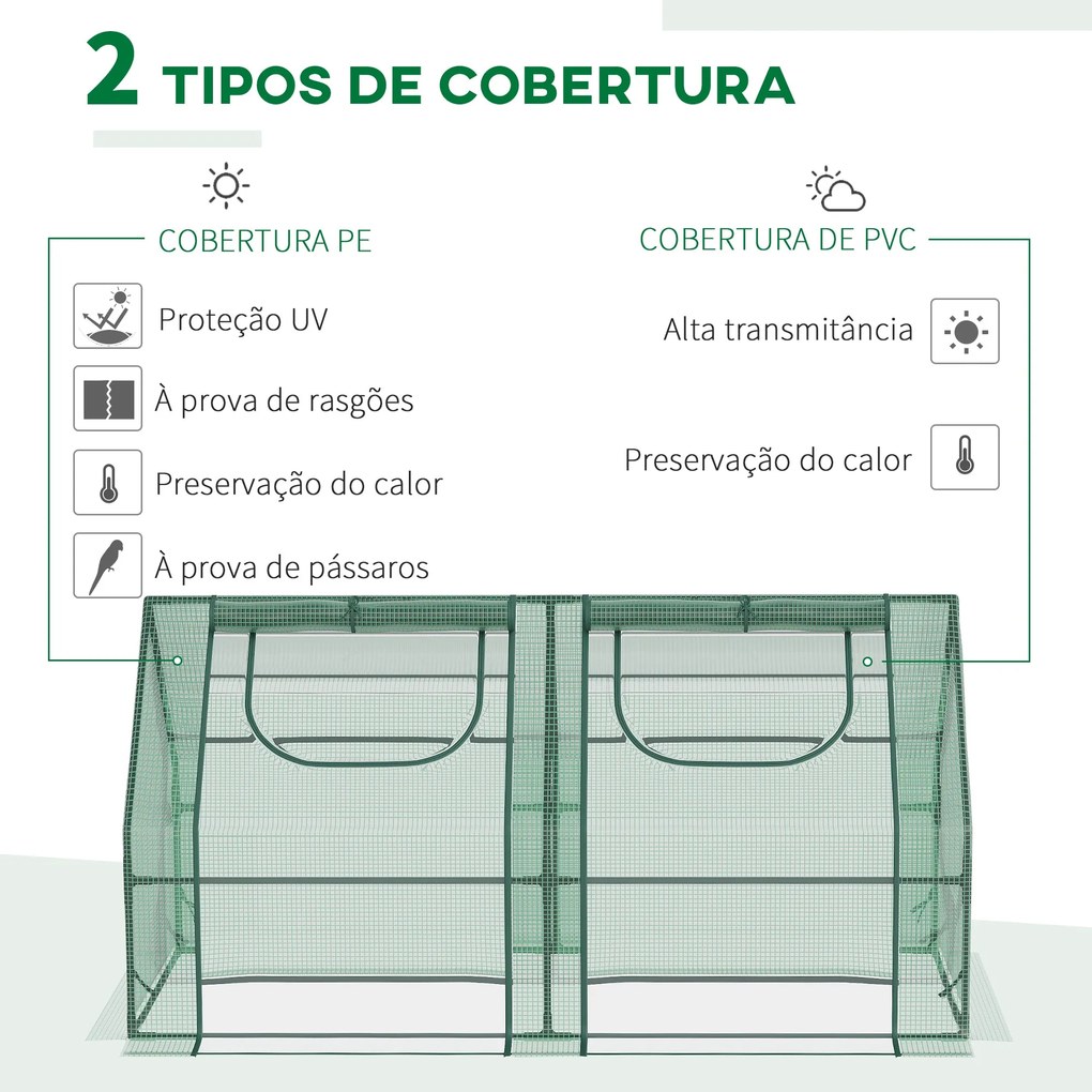 Estufa Pequena de Exterior com Proteção Dupla – 180x90x90 cm | Estrutu