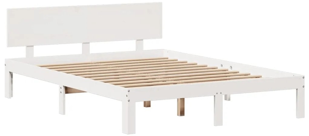 Cama com estante sem colchão 140x200 cm pinho maciço branco