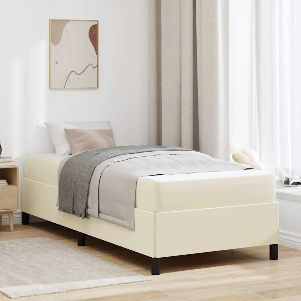 vidaXL Estrutura da Cama com colchão Creme 90 x 200 cm tecido