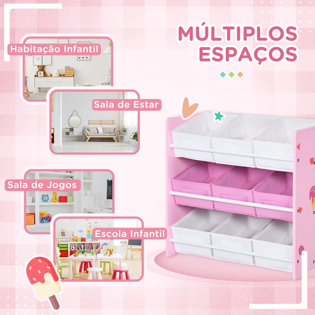 ZONEKIZ Estante para Brinquedos com 9 Caixas de Tecido não Tecido Amov
