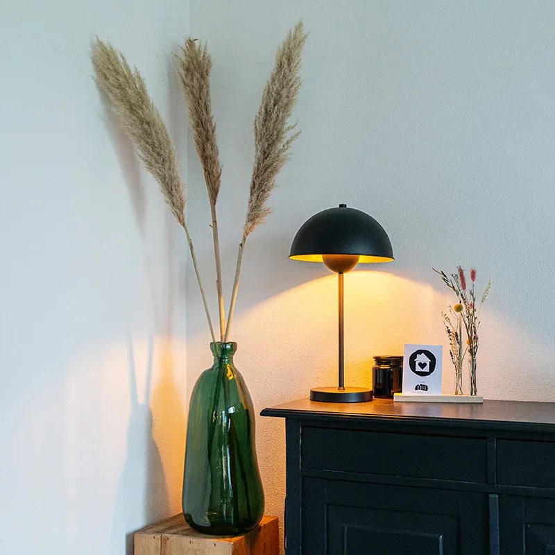 Candeeiro de mesa retro preto com dourado - Magnax