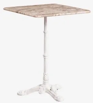 Mesa De Bar Quadrada Em Pedra Natural Azteca 60 X 60 Cm & Mármore Bege Panther - Branco Glacial - Sklum
