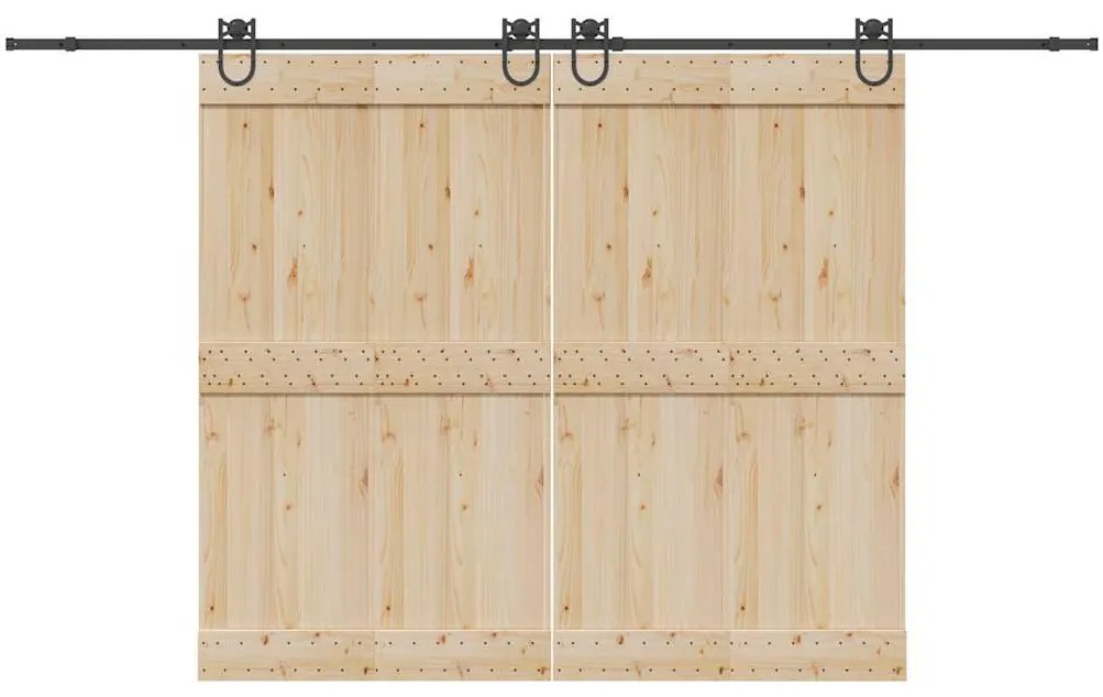 Kit de ferragens para porta deslizante 366 cm aço preto