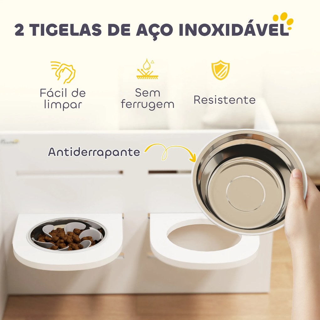 PawHut Comedouro para Cães Elevado Comedouro para Animais com 3 Altura